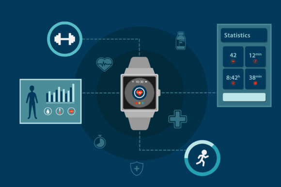 Infographic Smartwatch Vector Design: Visualizing Wearable Health Data